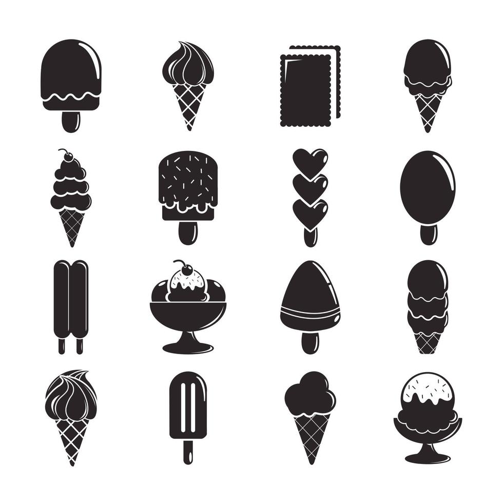 conjunto de iconos de helado estilo dulce y simple vector