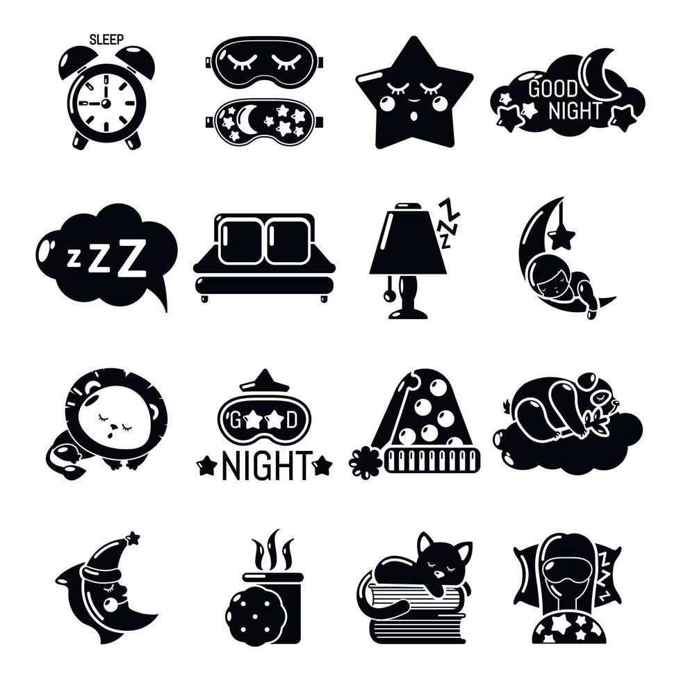 Sleeping icons set, simple style vector