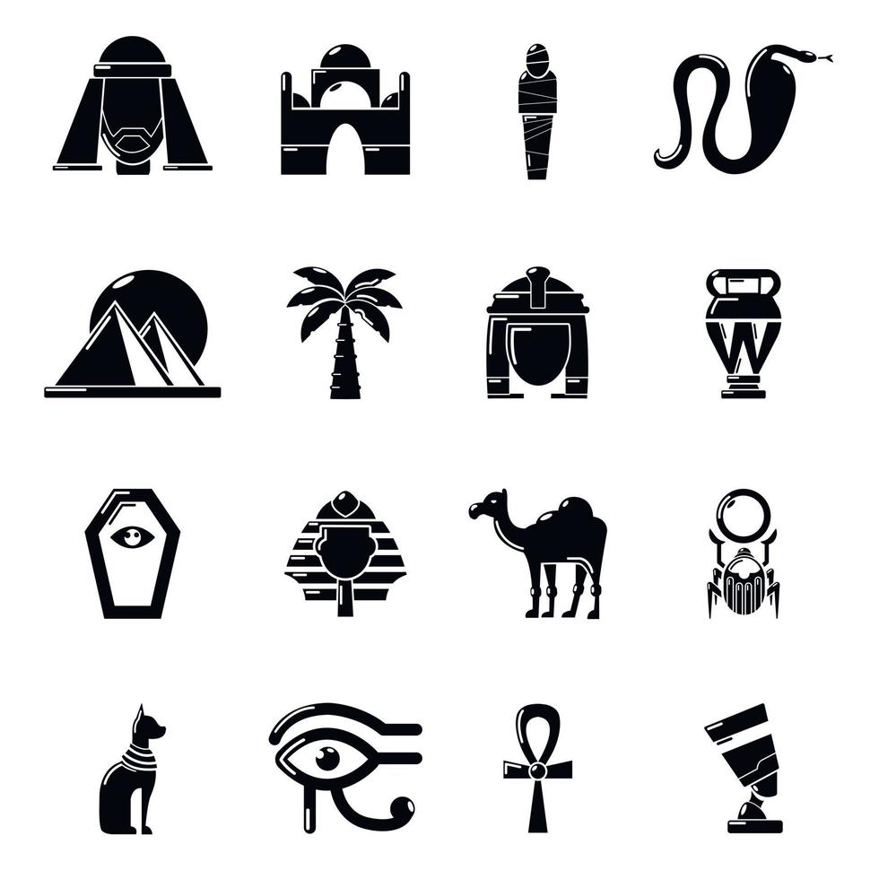 Conjunto de iconos de viaje de Egipto, estilo simple vector