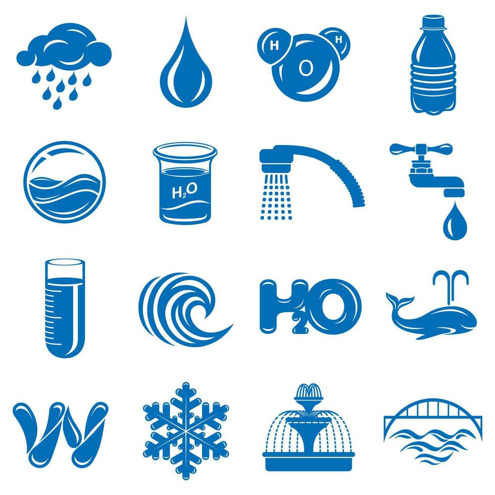 Water icons set, simple style vector