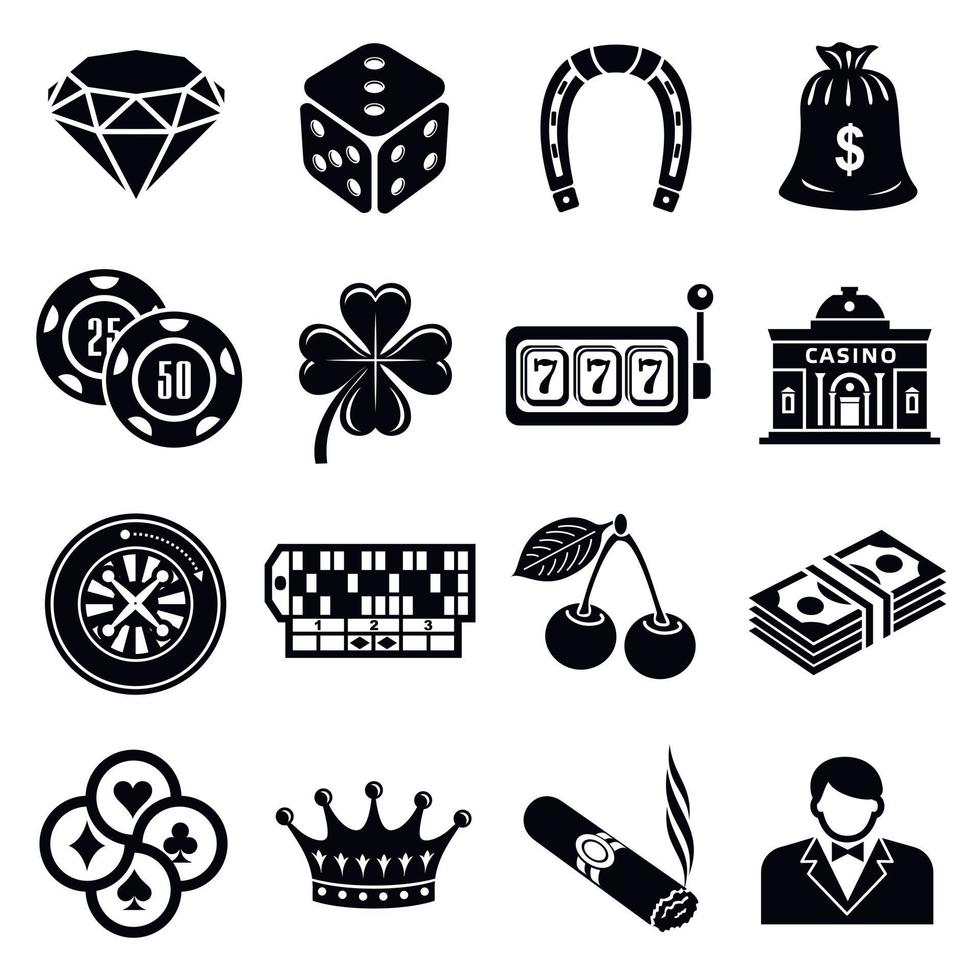 conjunto de iconos de casino, estilo simple vector