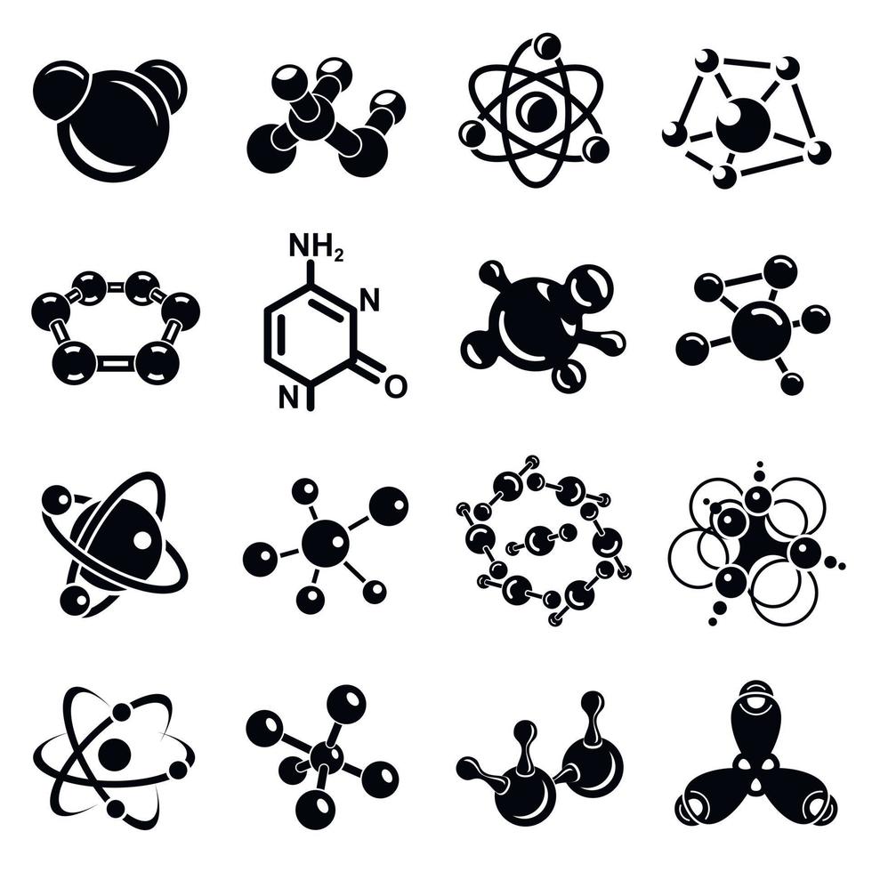Molecule icons set, simple style vector