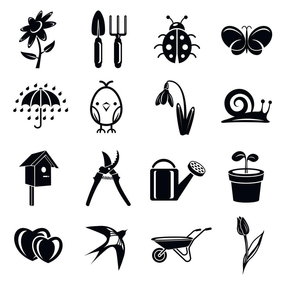 Spring icons set, simple style vector