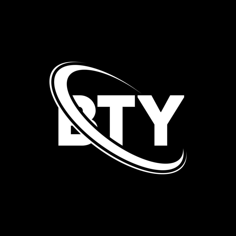 logotipo de bty. carta bty. diseño del logotipo de la letra bty. Logotipo de iniciales bty vinculado con círculo y logotipo de monograma en mayúsculas. tipografía bty para tecnología, negocios y marca inmobiliaria. vector