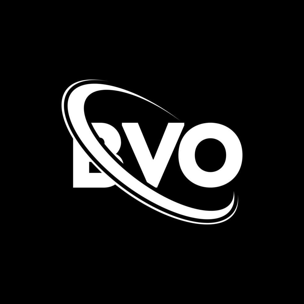 logotipo de bvo. carta bvo. diseño del logotipo de la letra bvo. Logotipo de las iniciales bvo vinculado con un círculo y un logotipo de monograma en mayúsculas. tipografía bvo para tecnología, negocios y marca inmobiliaria. vector