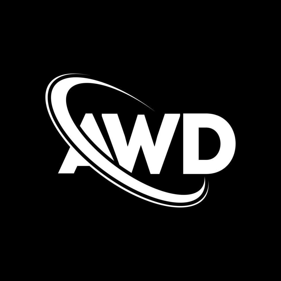 logotipo de awd. letra awd. diseño de logotipo de letra awd. logotipo de iniciales awd vinculado con círculo y logotipo de monograma en mayúsculas. tipografía awd para tecnología, negocios y marca inmobiliaria. vector