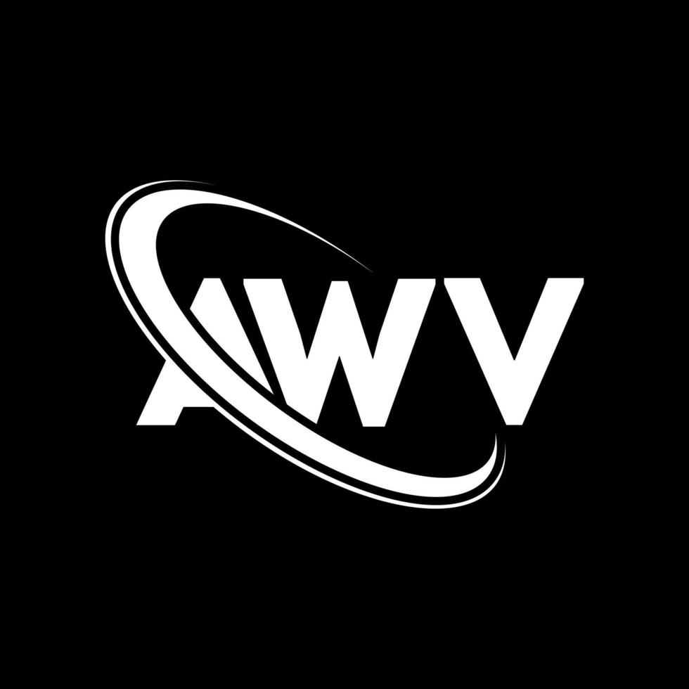 logotipo de awv. letra awv. diseño del logotipo de la letra awv. logotipo de iniciales awv vinculado con círculo y logotipo de monograma en mayúsculas. tipografía awv para tecnología, negocios y marca inmobiliaria. vector