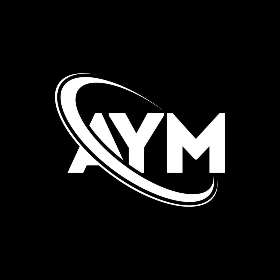 logotipo de aym. carta aym. diseño del logotipo de la letra aym. logotipo de iniciales aym vinculado con círculo y logotipo de monograma en mayúsculas. tipografía aym para tecnología, negocios y marca inmobiliaria. vector