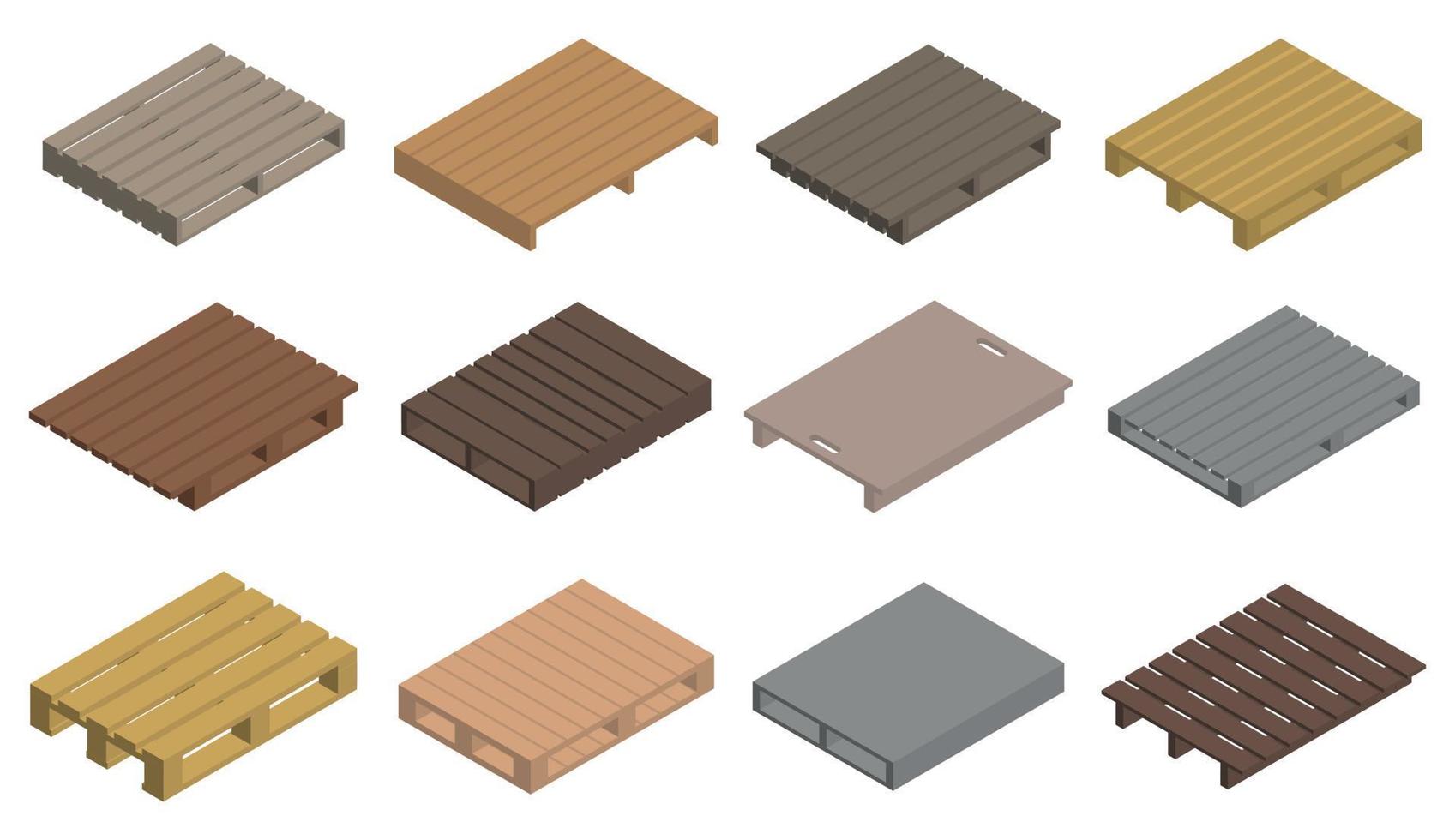 Pallet icons set, isometric style vector