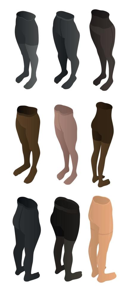 Tights icons set, isometric style vector