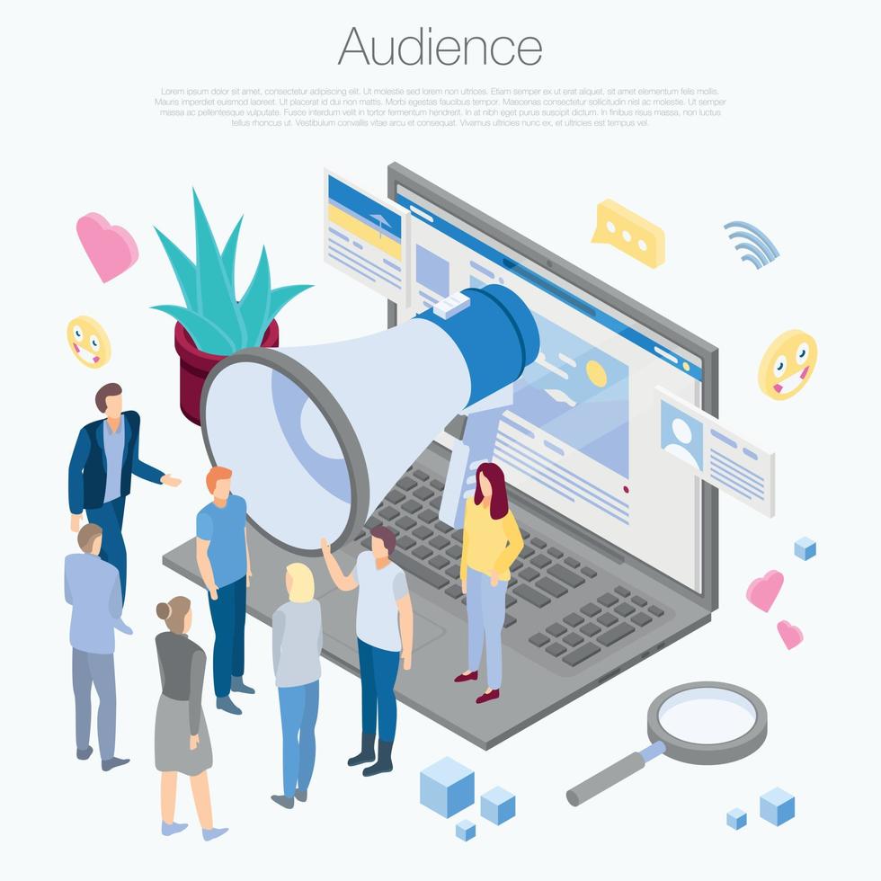 Audience concept background, isometric style vector