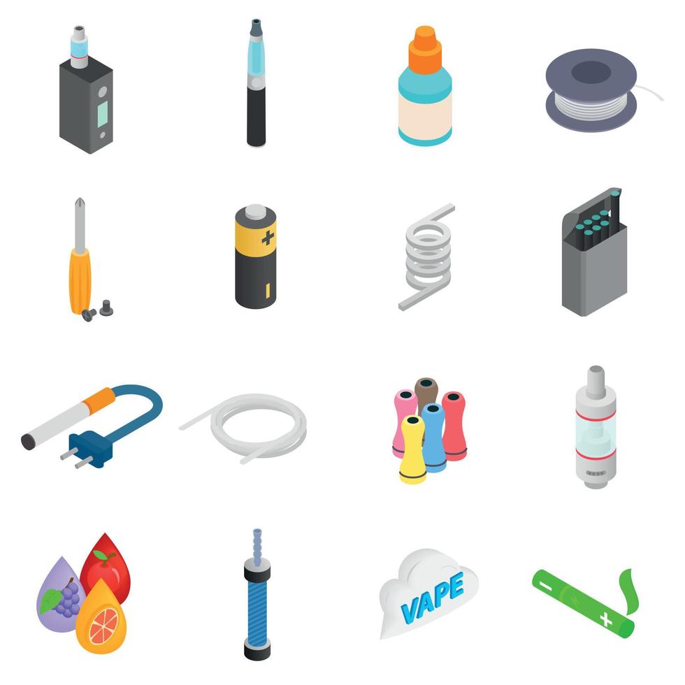 Electronic cigarettes isometric 3d icons vector