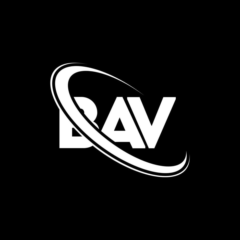 logotipo de bav. carta bav. diseño del logotipo de la letra bav. logotipo de iniciales bav vinculado con círculo y logotipo de monograma en mayúsculas. tipografía bav para tecnología, negocios y marca inmobiliaria. vector