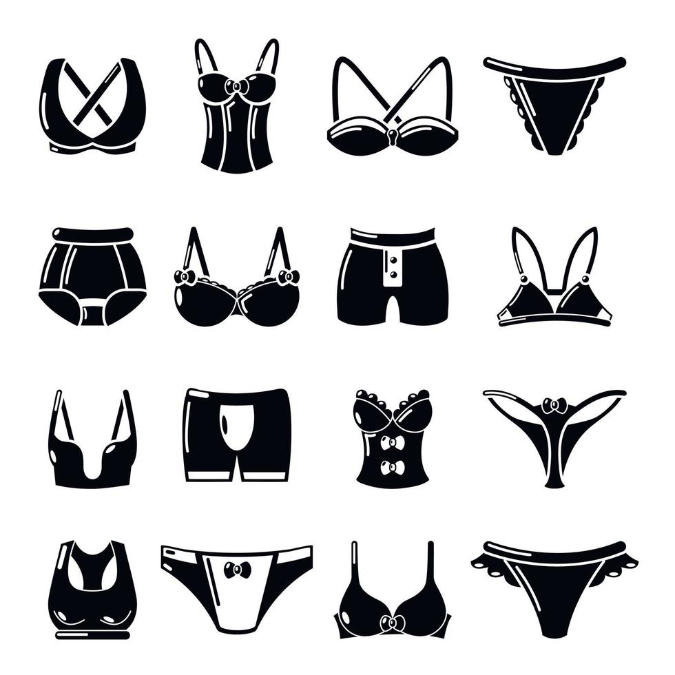 Underwear types icons set, simple style vector