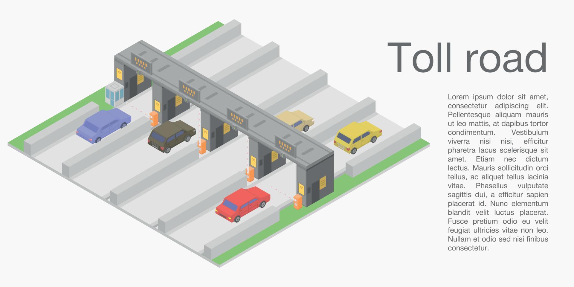 Toll road concept banner, isometric style vector