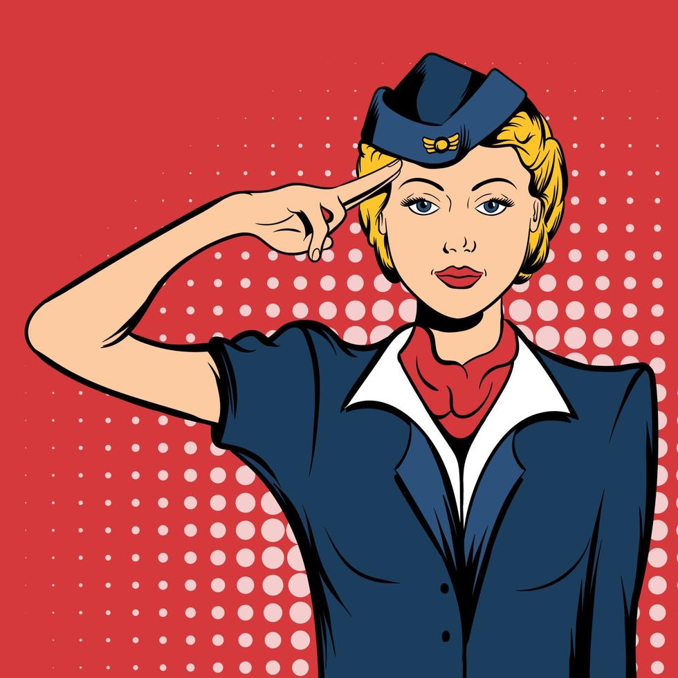 Stewardess comics woman vector