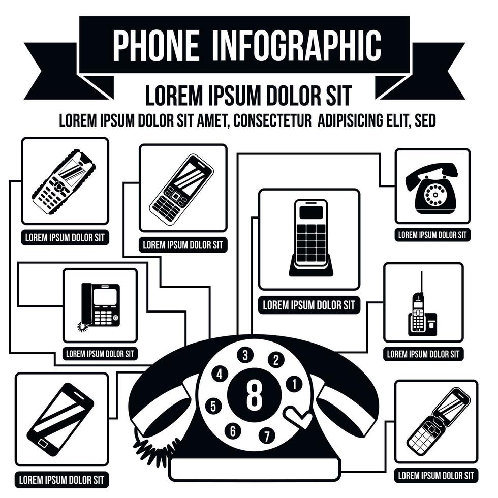 Phone infographics, simple style vector