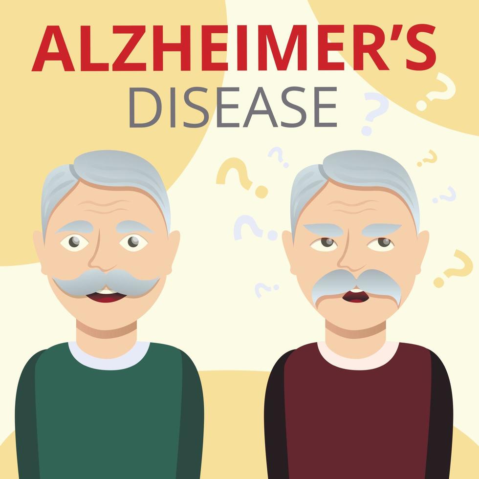 Alzheimers disease concept background, cartoon style vector