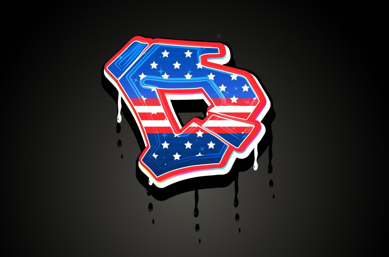 American Flag D Letter Alphabet vector