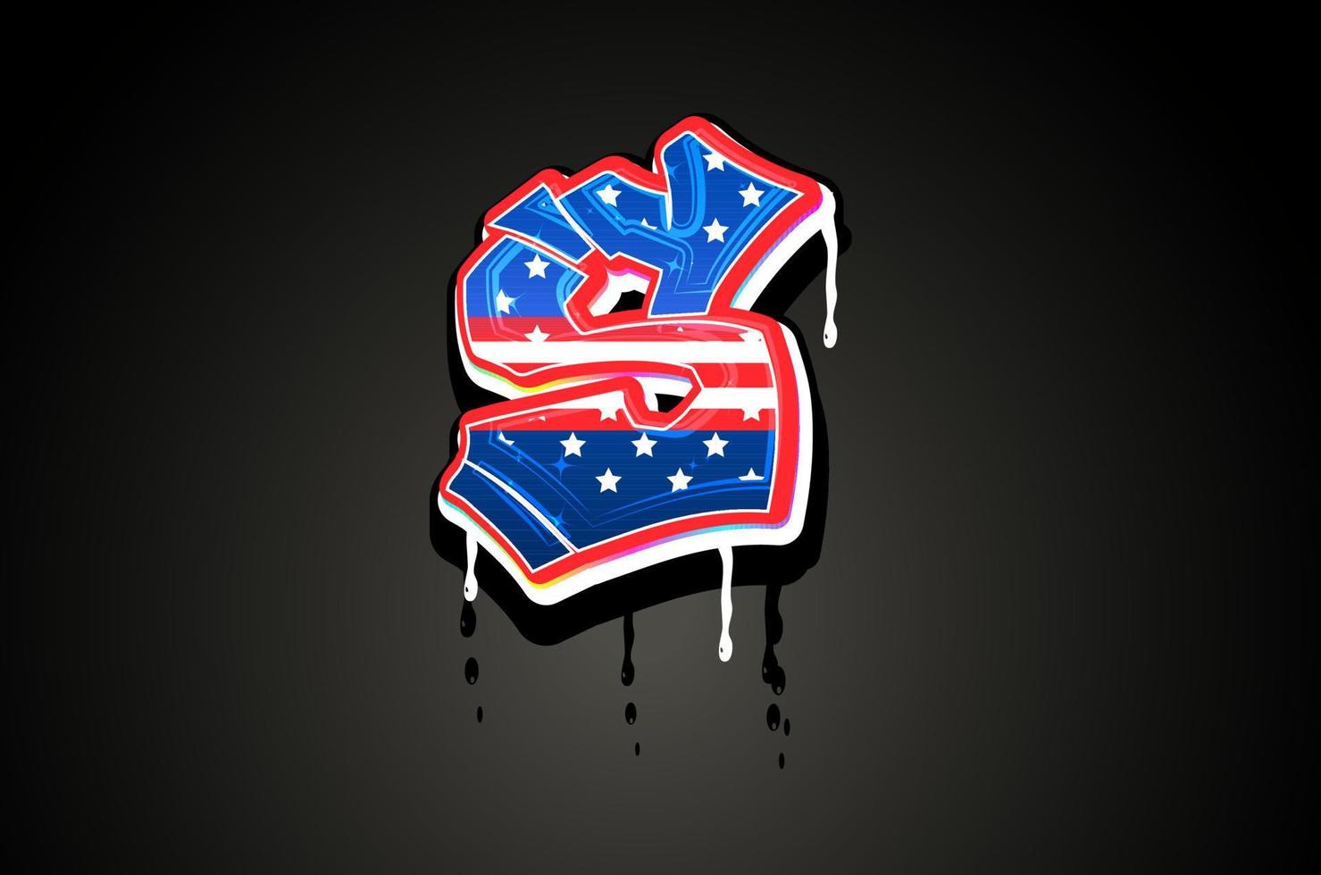 American Flag S Letter Alphabet vector