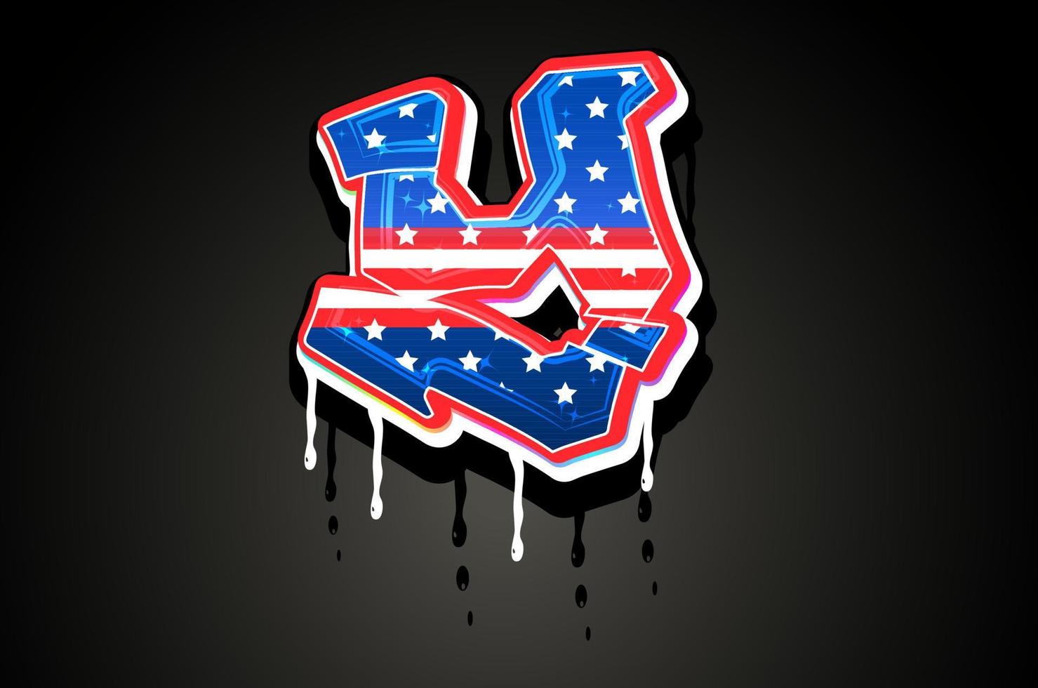 American Flag Y Letter Alphabet vector