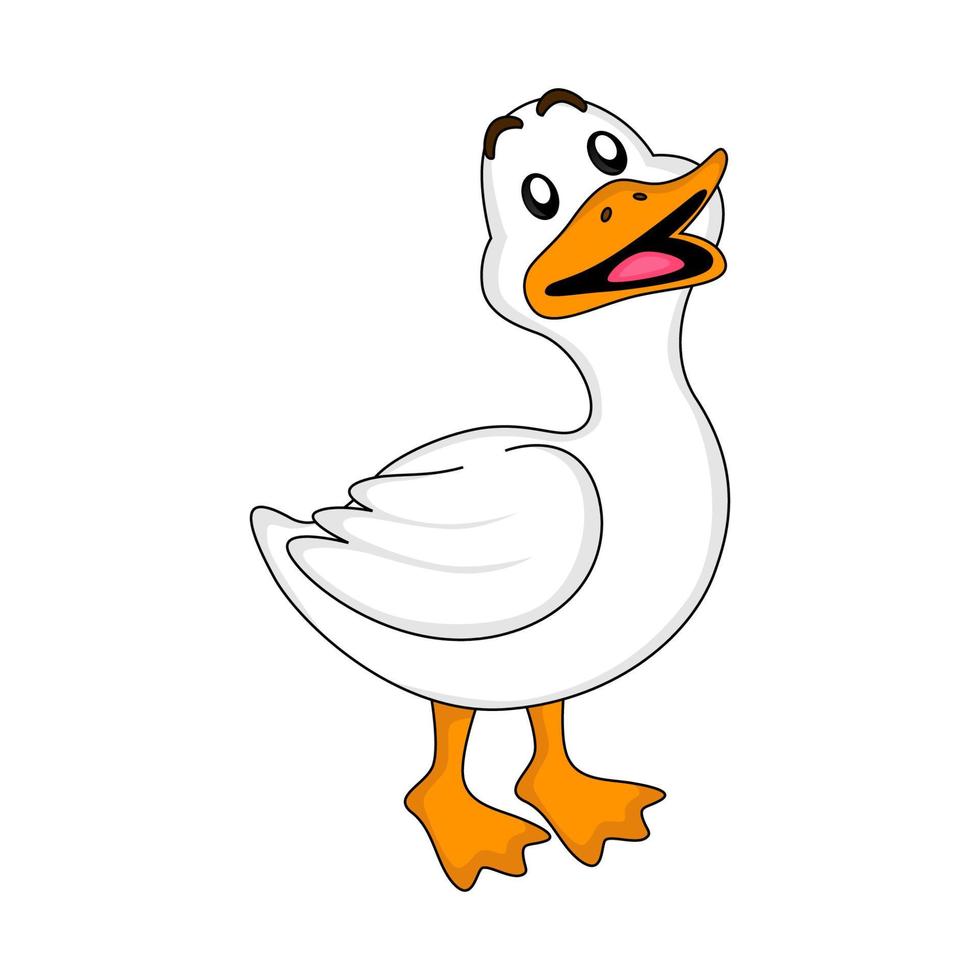 cute goose illustration with a cheerful face, suitable for illustration of children's books, stationery, posters, packaging design, agriculture, animal husbandry and others vector