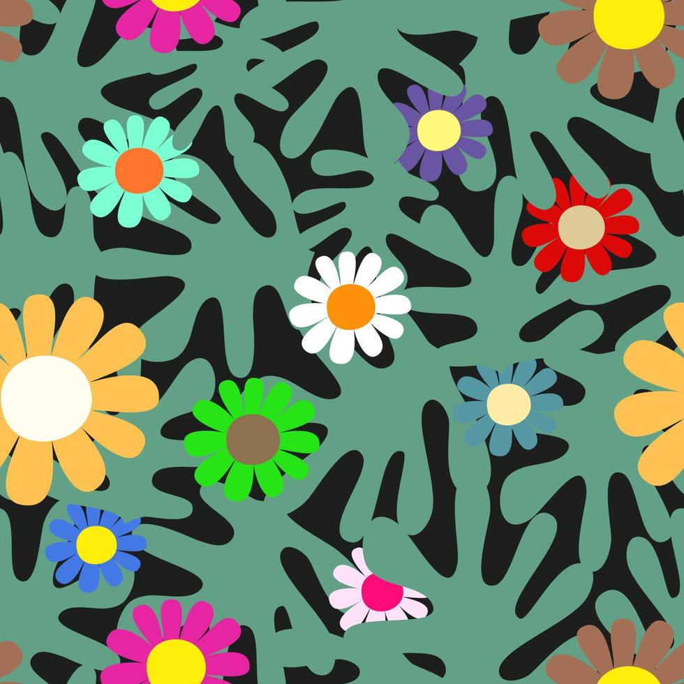 Sixties Retro Paradise Floral Garden vector