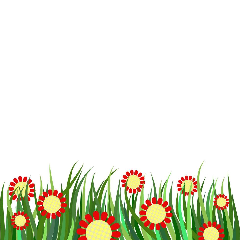 Red Daisy Flower Page Border Decoration vector