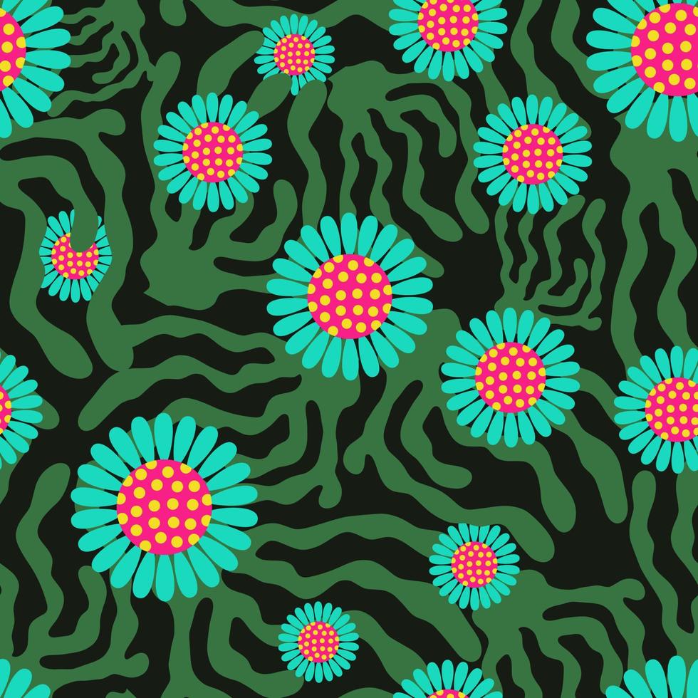 Mid Century Paradise Floral Seaweed Garden vector