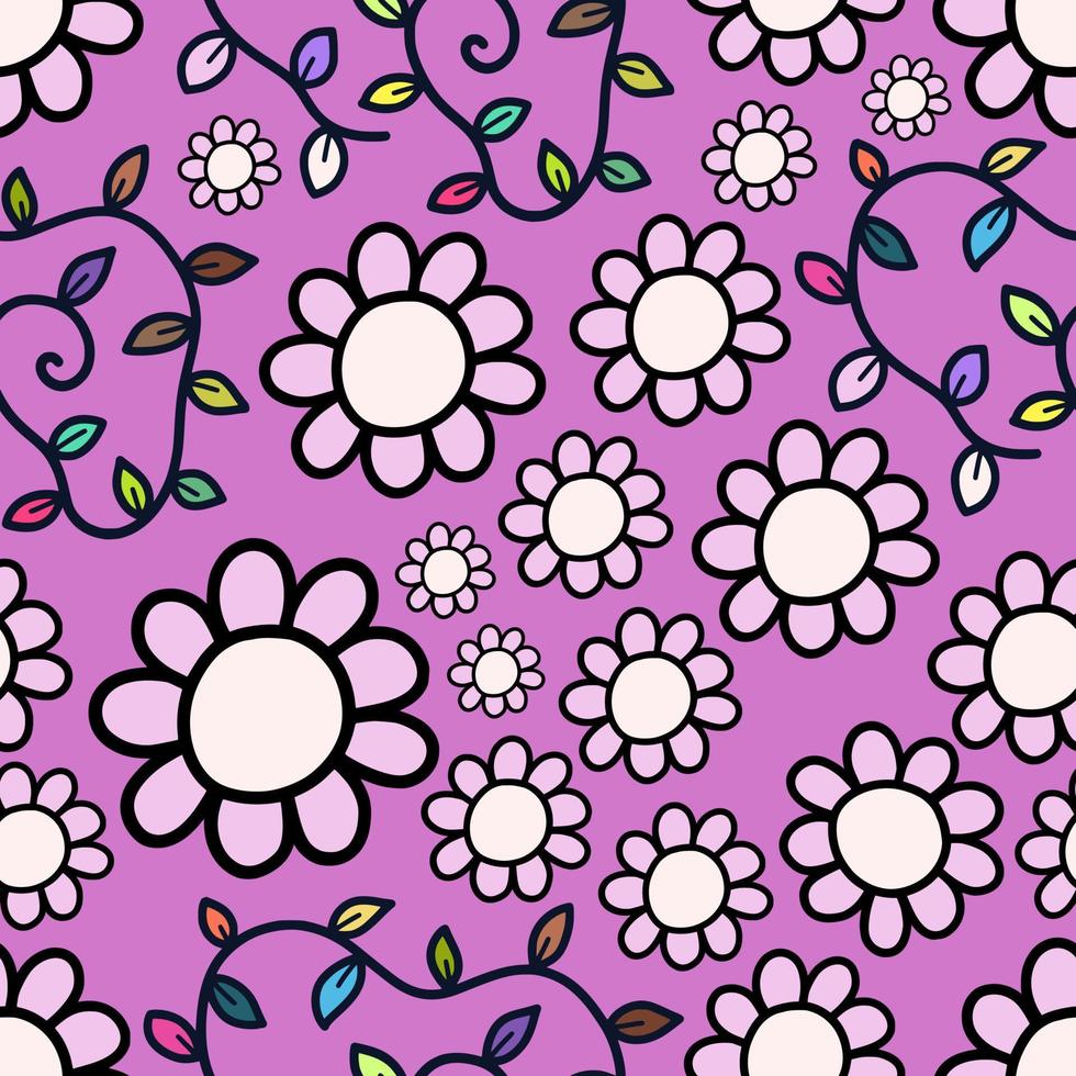 Fresh Pink Doodle Blossom Flowers vector