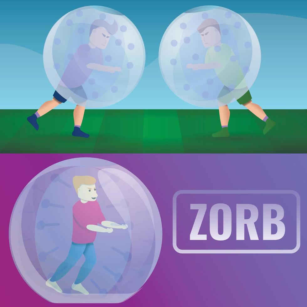 Zorb banner set, cartoon style vector