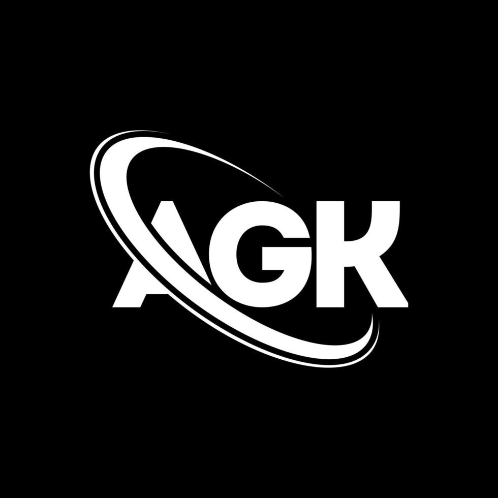 logotipo de AGK. carta agg. diseño del logotipo de la letra agk. logotipo de las iniciales agk vinculado con un círculo y un logotipo de monograma en mayúsculas. tipografía agk para tecnología, negocios y marca inmobiliaria. vector