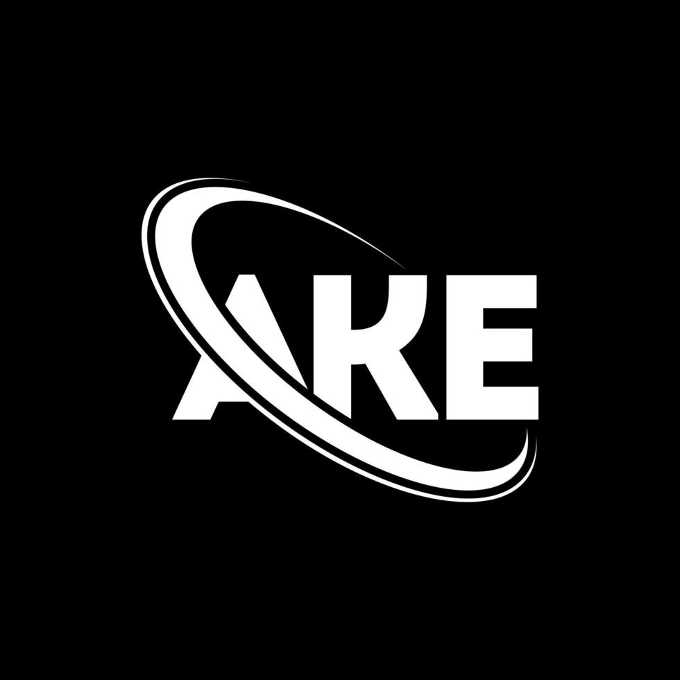 hacer logo. hacer carta. diseño del logotipo de la letra ake. logotipo de ake de iniciales vinculado con círculo y logotipo de monograma en mayúsculas. Cree tipografía para tecnología, negocios y marcas inmobiliarias. vector