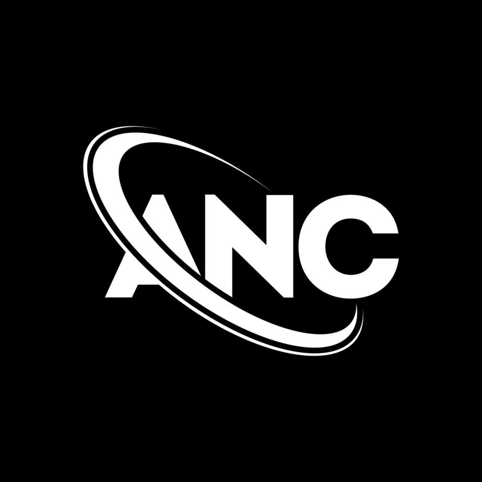 logotipo de la ANC. letra del ana. diseño de logotipo de letra nc. logotipo de iniciales anc vinculado con círculo y logotipo de monograma en mayúsculas. tipografía anc para tecnología, negocios y marca inmobiliaria. vector