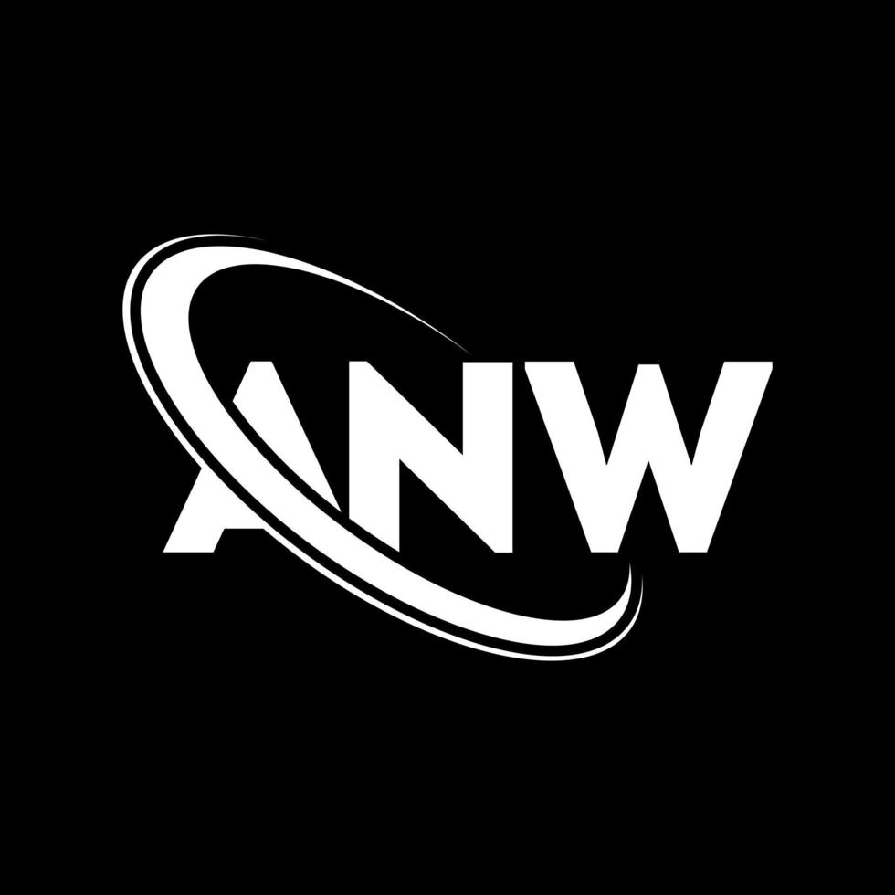 logotipo de anw. una carta diseño de logotipo de letra anw. logotipo de las iniciales anw vinculado con el círculo y el logotipo del monograma en mayúsculas. tipografía anw para tecnología, negocios y marca inmobiliaria. vector