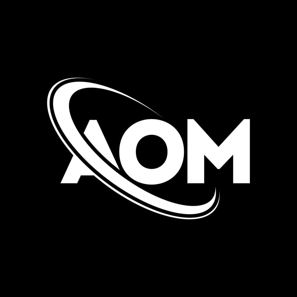 logotipo de aom. letra aom. diseño del logotipo de la letra aom. logotipo de iniciales aom vinculado con círculo y logotipo de monograma en mayúsculas. tipografía aom para tecnología, negocios y marca inmobiliaria. vector