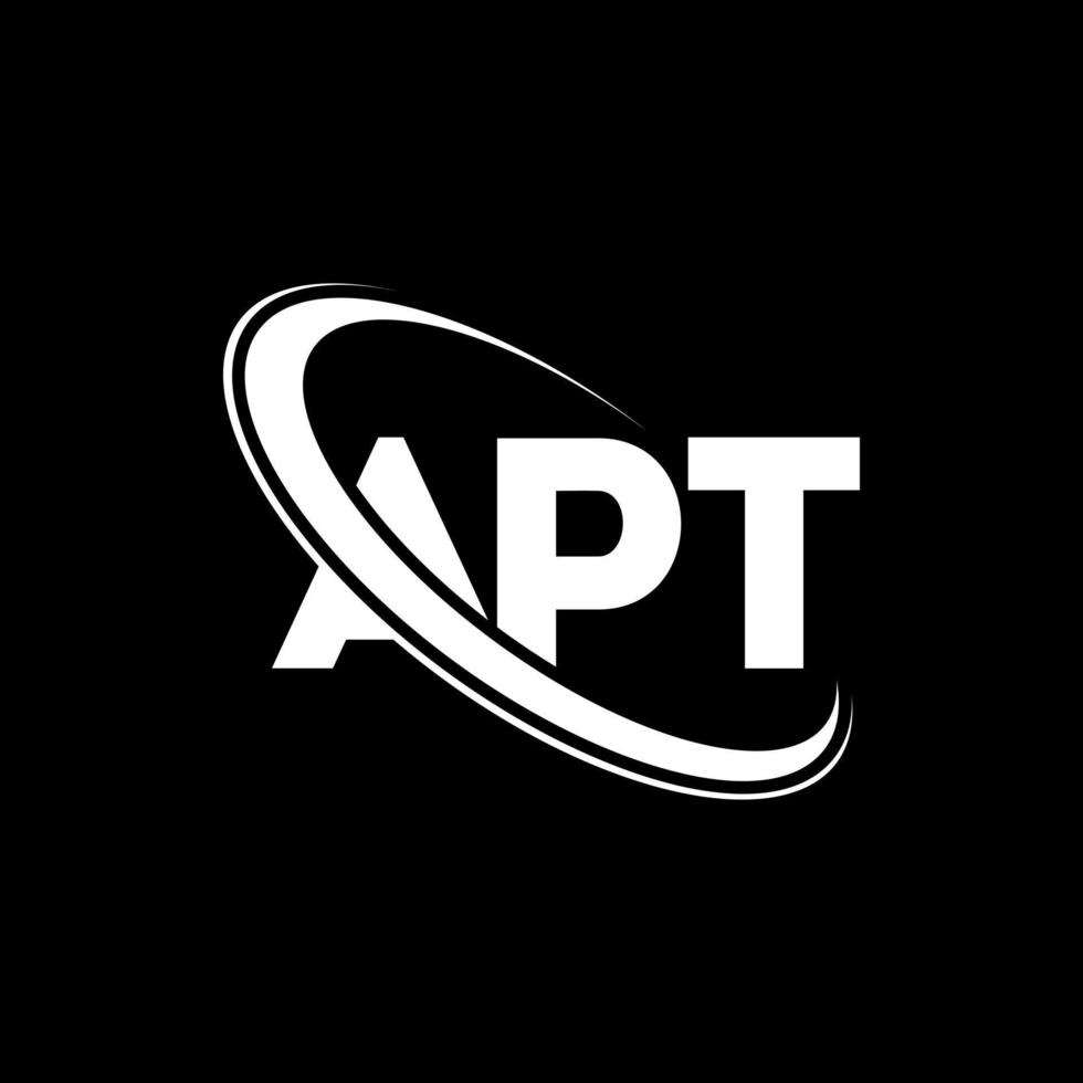 APT logo. APT letter. APT letter logo design. Initials APT logo linked with circle and uppercase monogram logo. APT typography for technology, business and real estate brand. vector