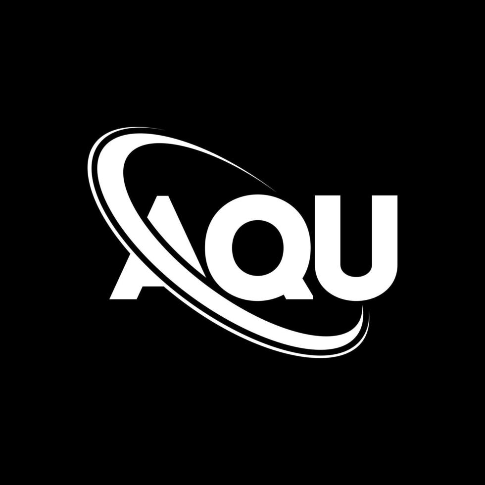 logotipo de agua. letra acu. diseño del logotipo de la letra aqu. logotipo de iniciales aqu vinculado con círculo y logotipo de monograma en mayúsculas. tipografía aqu para tecnología, negocios y marca inmobiliaria. vector