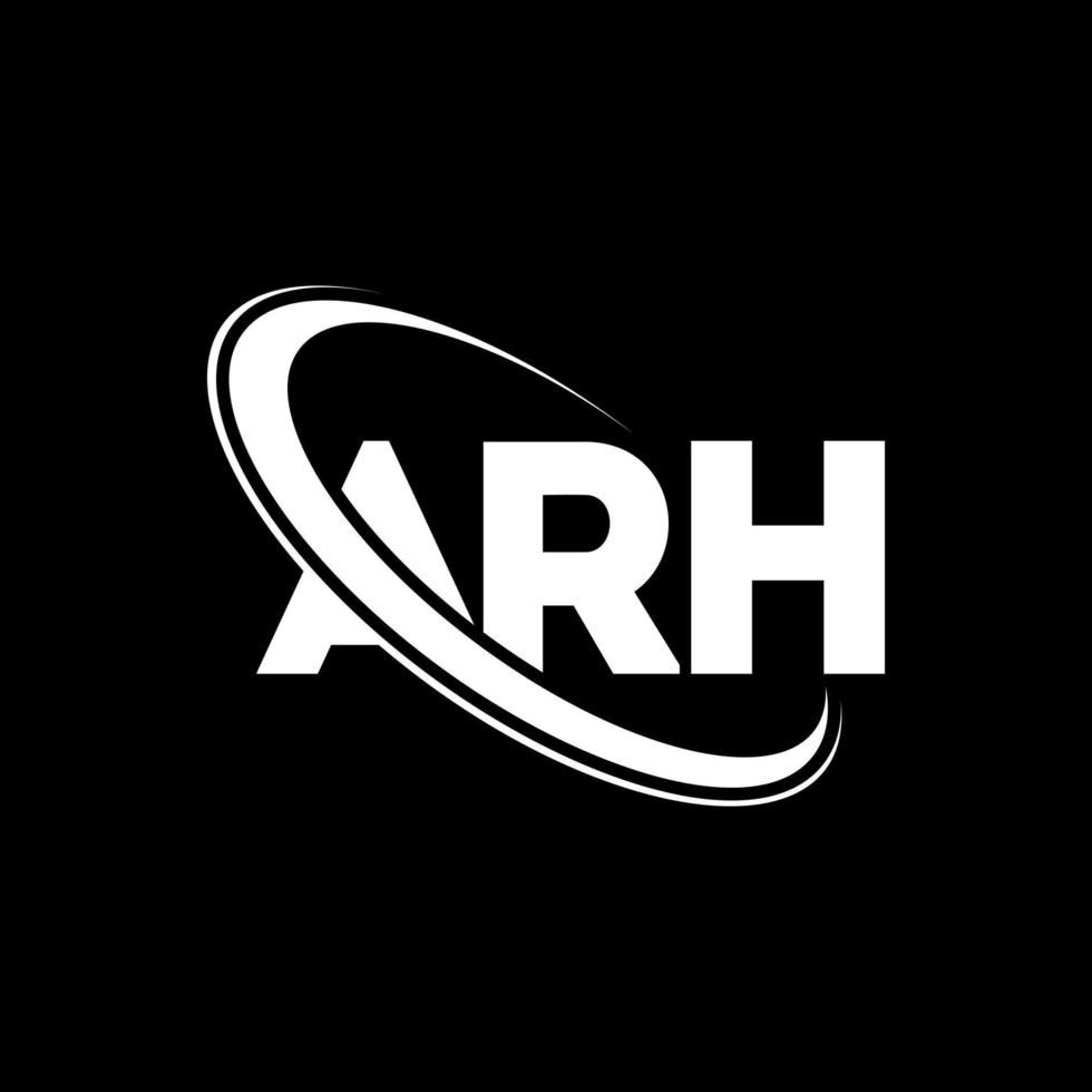 logotipo de arh. letra arh. diseño del logotipo de la letra arh. logotipo de iniciales arh vinculado con círculo y logotipo de monograma en mayúsculas. tipografía arh para tecnología, negocios y marca inmobiliaria. vector