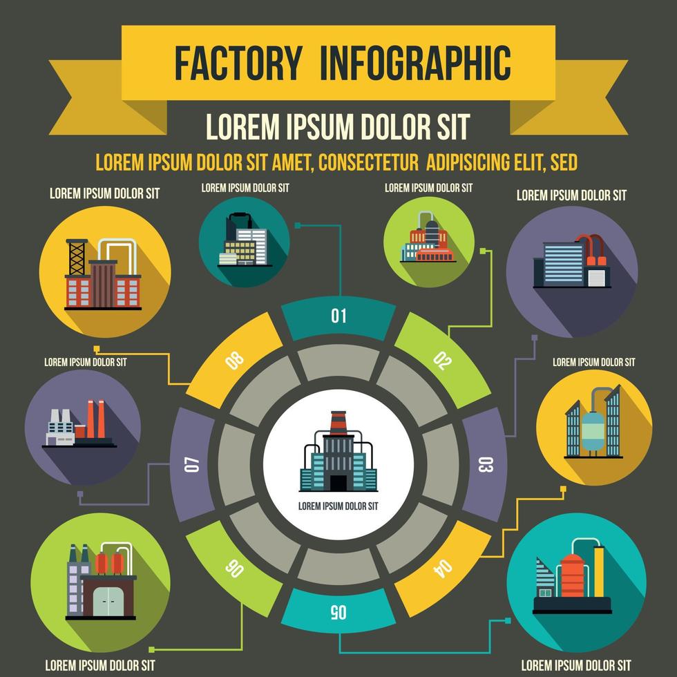 Factory infographic elements, flat style vector