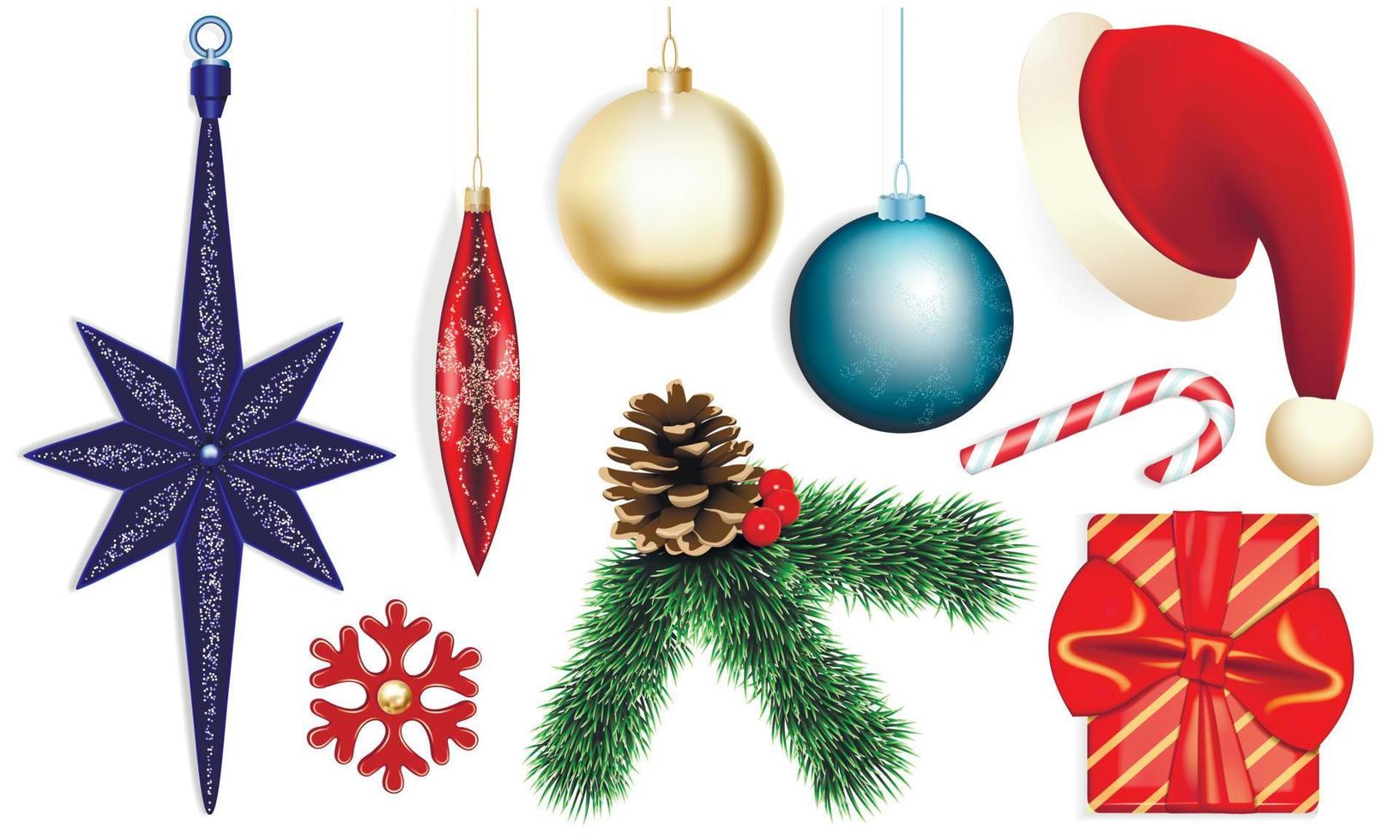 Christmas icon set, realistic style vector