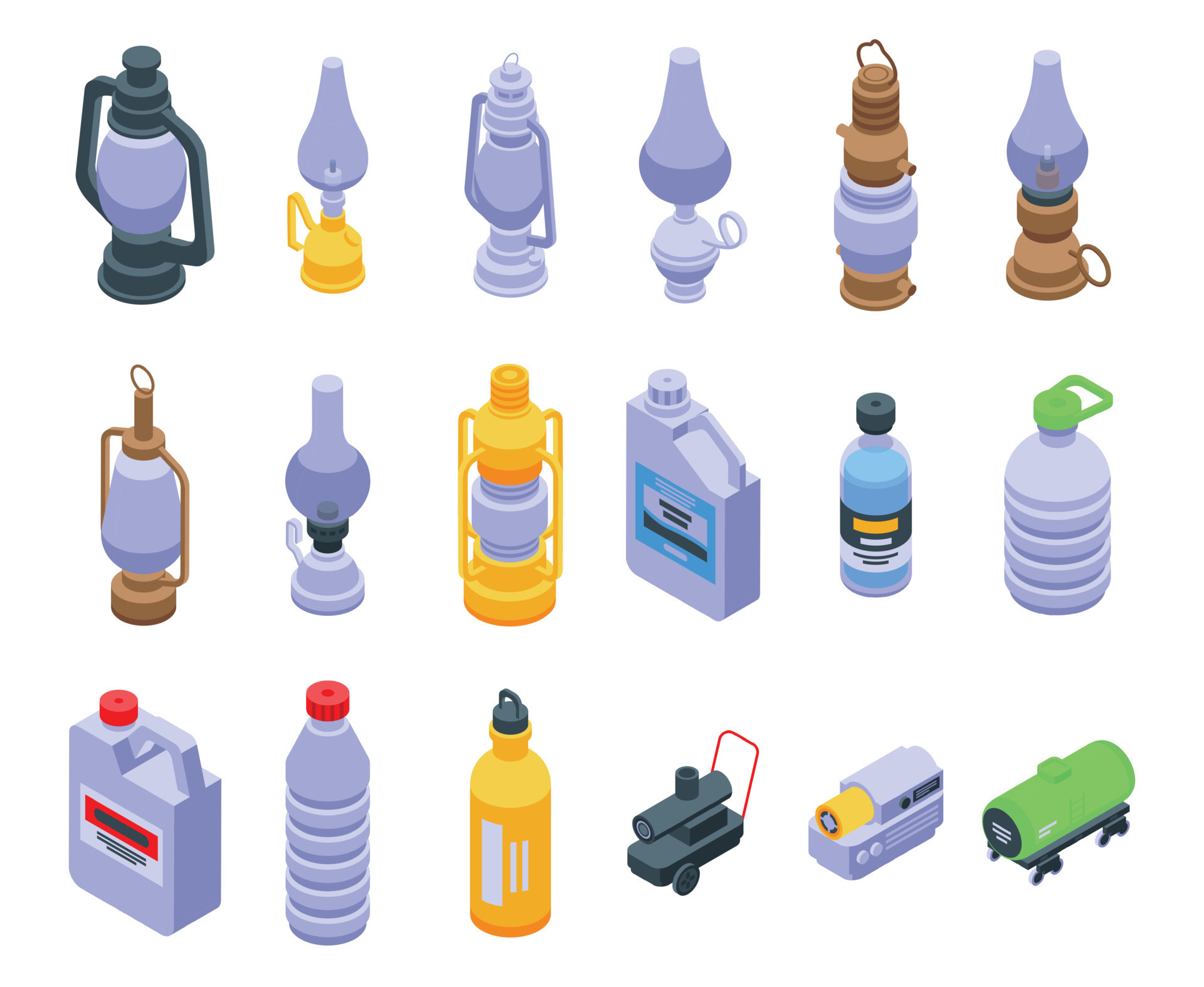 Kerosene icons set, isometric style 8996356 Vector Art at Vecteezy