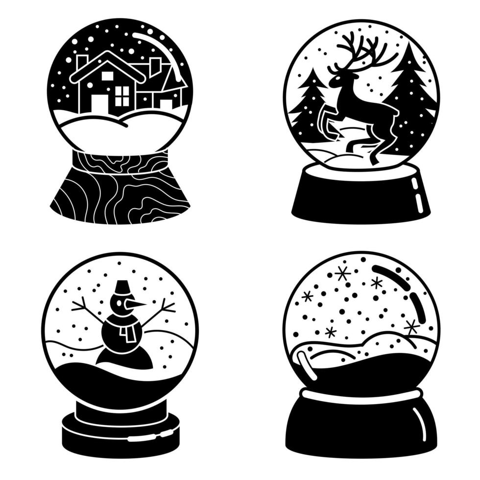conjunto de iconos de globo de nieve, estilo simple vector