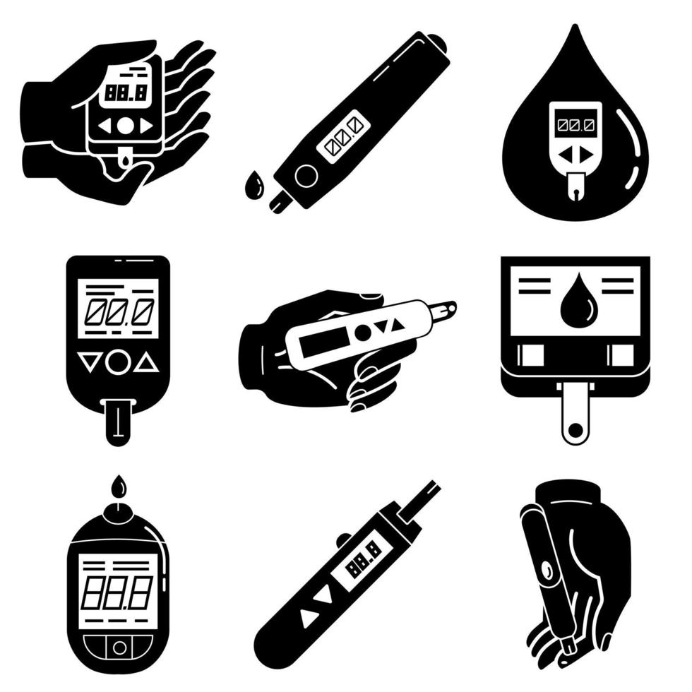 Glucose meter icons set, simple style vector