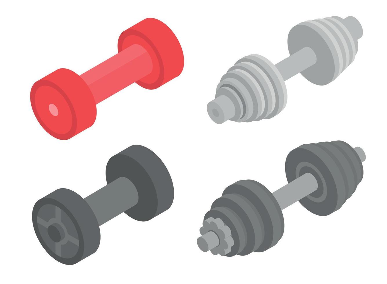 Dumbell icons set, isometric style vector