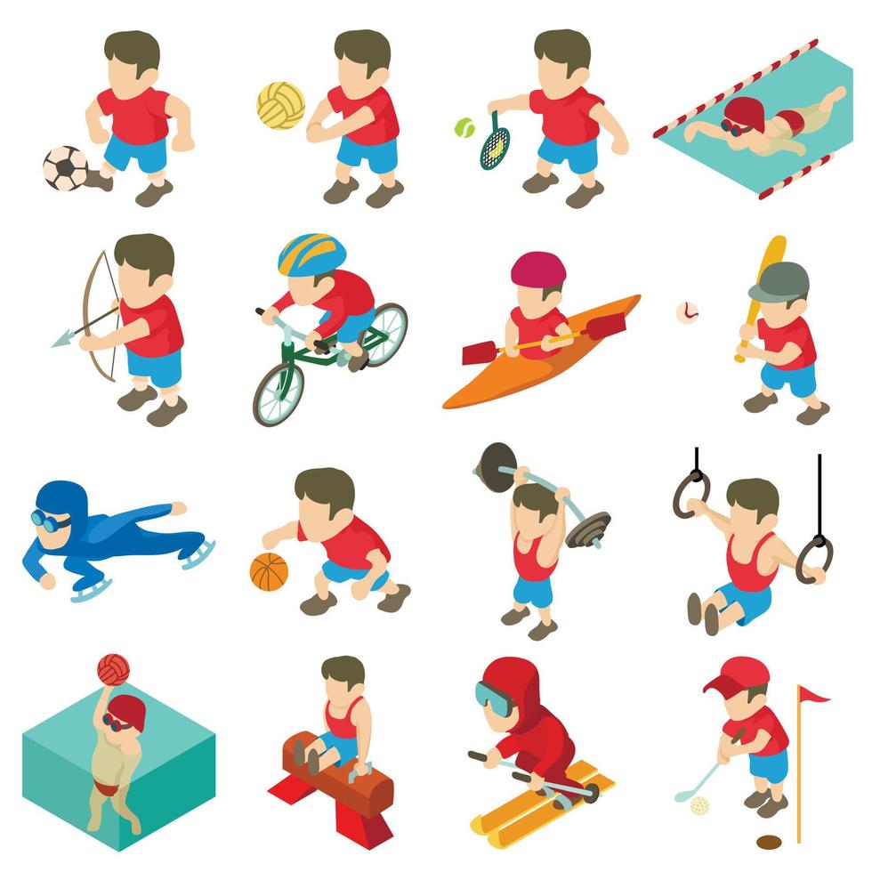 Sport icons set, isometric style vector