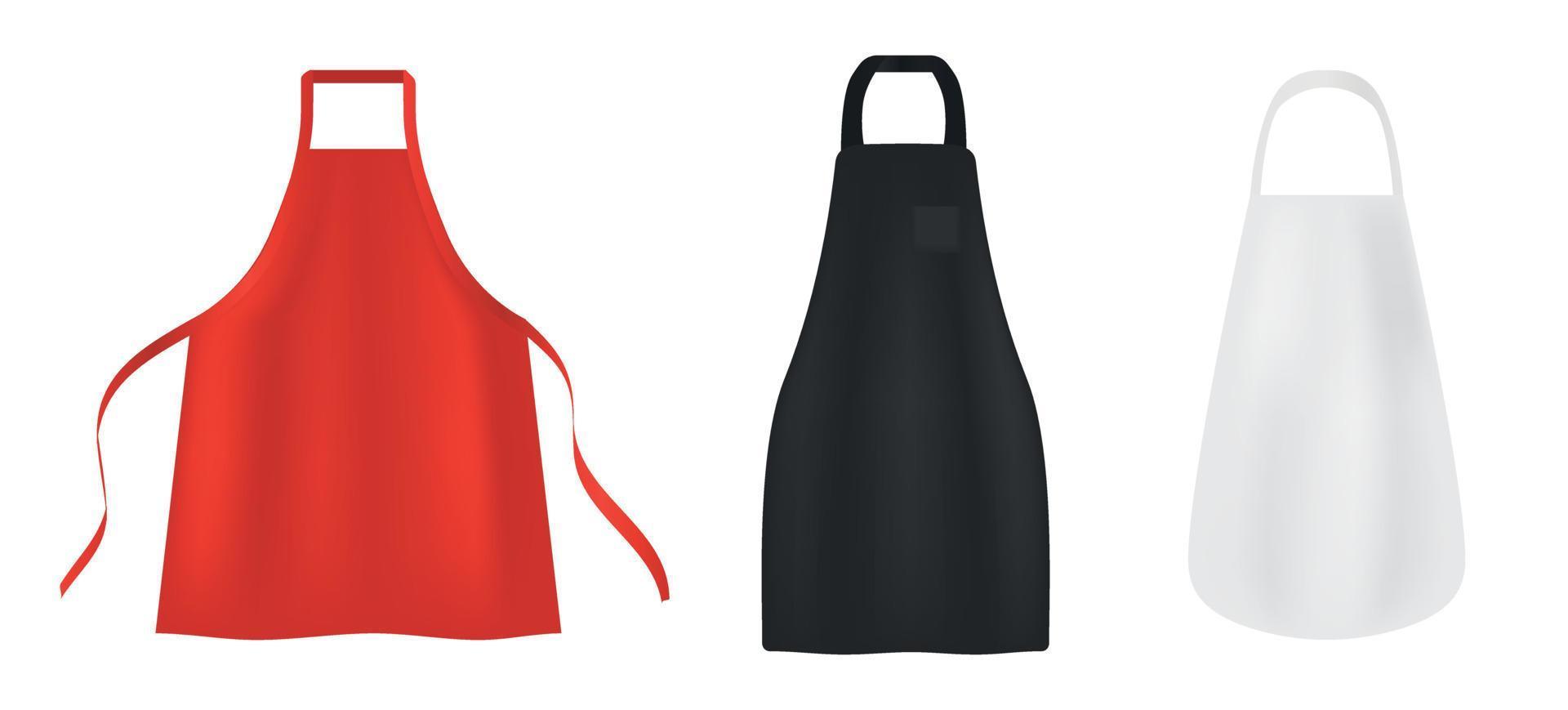 Apron icons set, realistic style vector