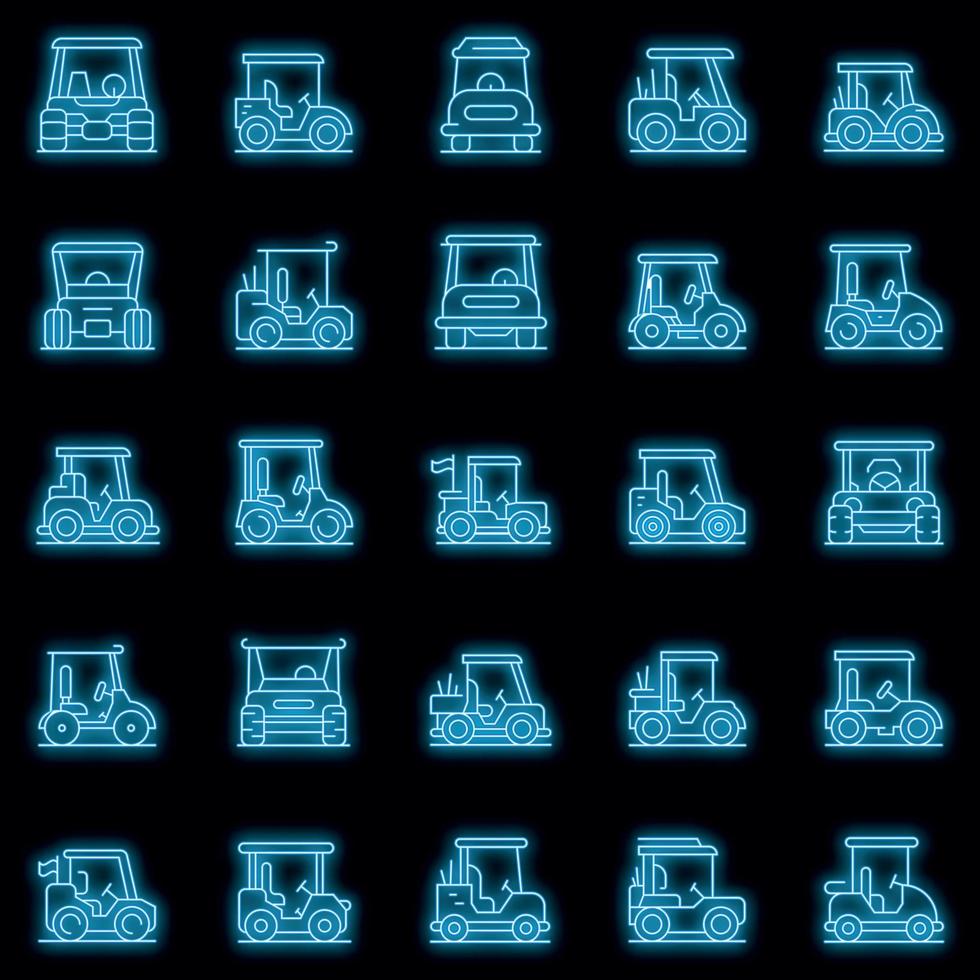 Golf cart icons set vector neon