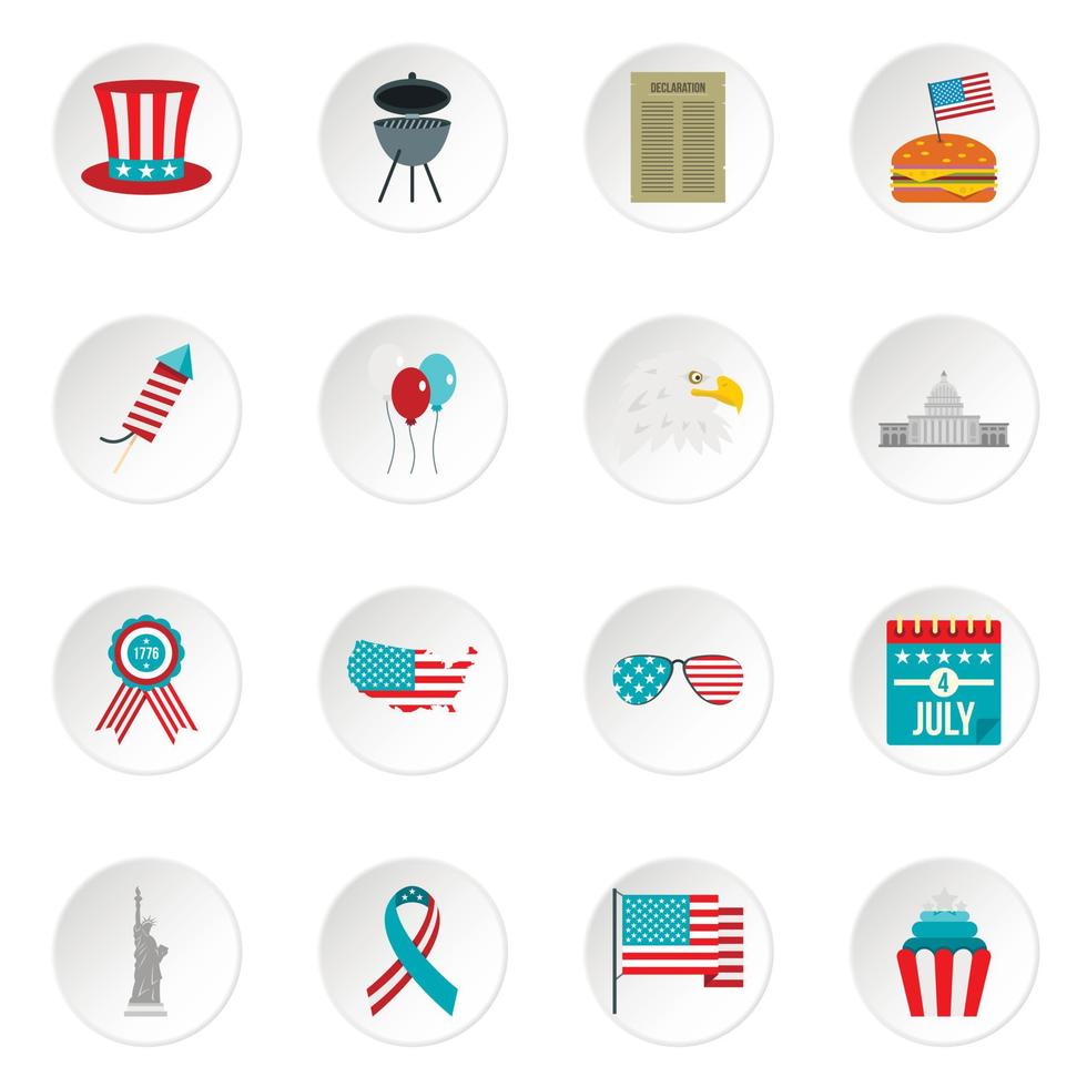 Independence day flag icons set in flat style vector