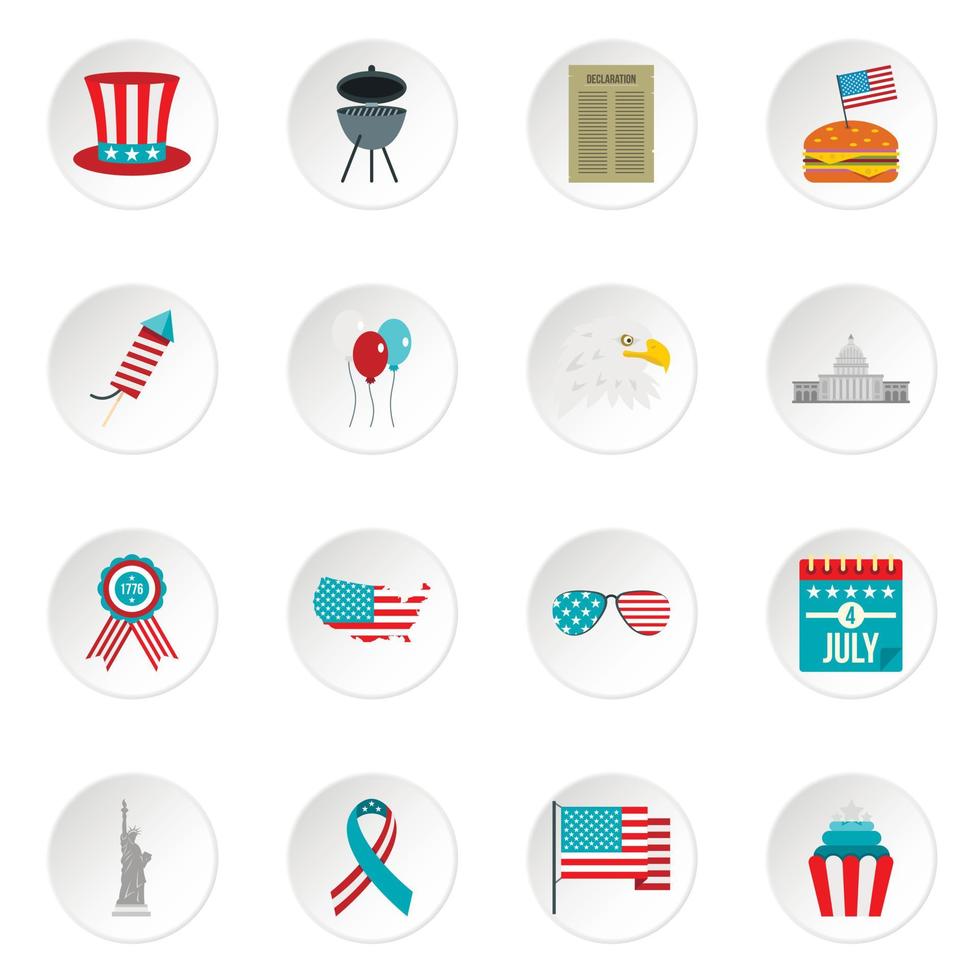 Independence day flag icons set in flat style vector